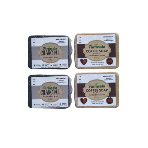 Farmsala Coffee & Charcoal Soap Combo | Exfoliating & Deep Cleansing Care | 4 Soap Pack