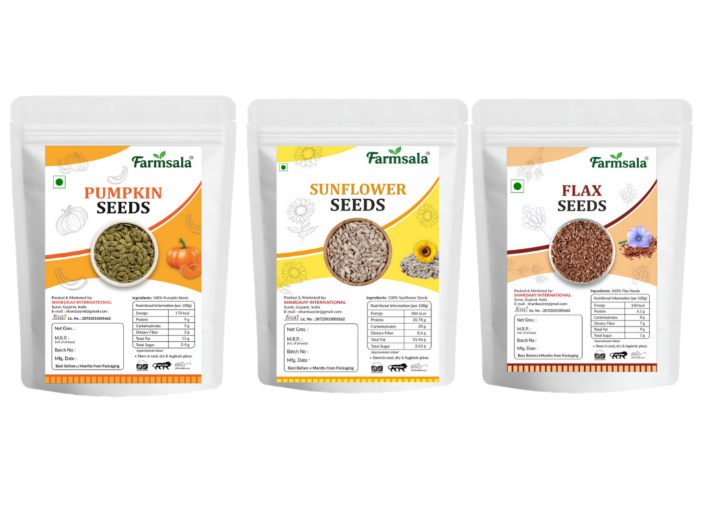 Flax, Pumpkin & Sunflower Seeds Combo | Fiber, Protein & Omega Rich Superfood Mix | 600g