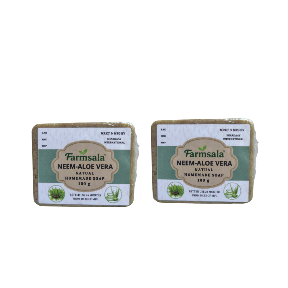 Farmsala Neem Aloe Vera Soap | Clear & Healthy Skin | Herbal Antibacterial Bathing Bar