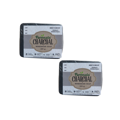 Farmsala Activated Charcoal Soap | Deep Cleansing & Oil Control | Tea Tree & Aloe Vera