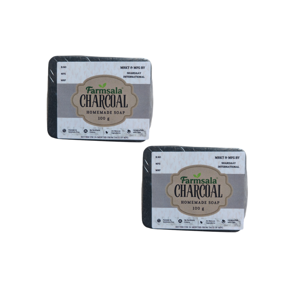 Farmsala Activated Charcoal Soap | Deep Cleansing & Oil Control | Tea Tree & Aloe Vera